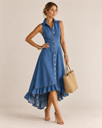 Vestido vaquero midi elegante para mujer