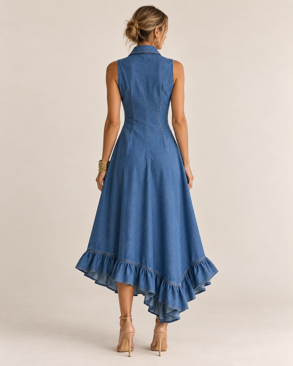 Vestido vaquero midi elegante para mujer