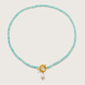 Collar Cala de Amazonita y Perla Dorado