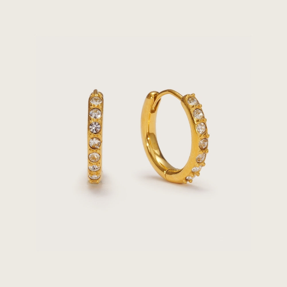 Aros Huggie de Cristal Dorados