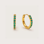 Aros Huggie de Cristal Esmeralda Dorados